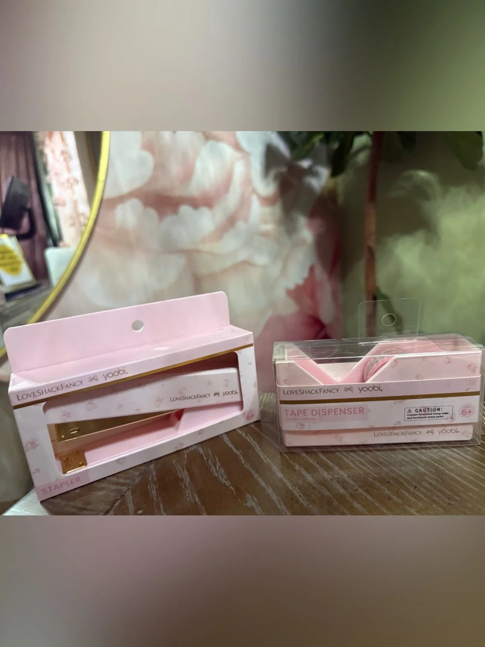 LoveShackFancy X Target Yoobi Pink Stapler and Tape Dispenser Set